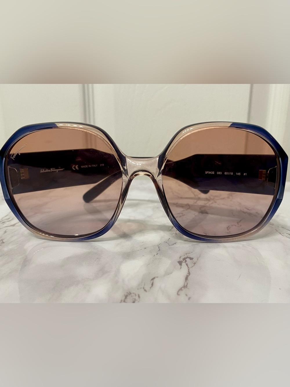 Salvatore Ferragamo Gradient Brown-to-Blue Oversized Women's Sunglasses